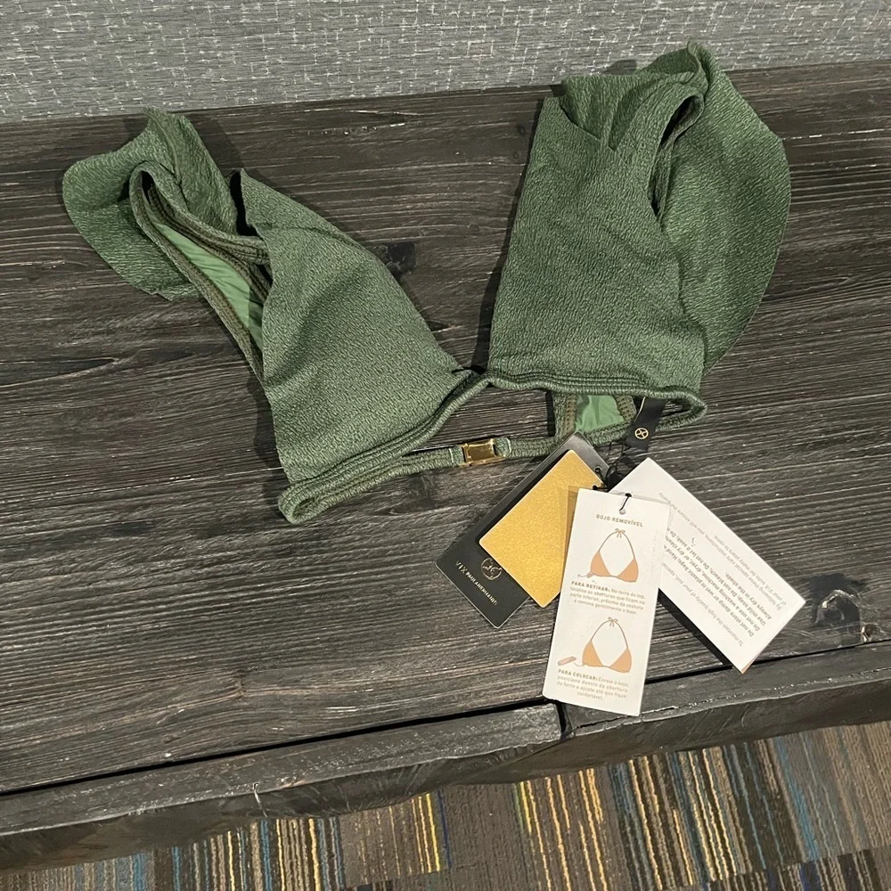 NWT Vix Paula Hermanny Liz Bikini Top Olive Green S